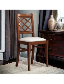 MOBILI 2G - Sedia classica legno imbottita tinta noce 43x48x93 vista frontale