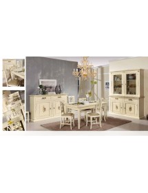 MOBILI 2G - SOGGIORNO ARTE POVERA IN LEGNO LACCATO AVORIO CON DECORI