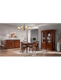 Credenza classica 3 porte 2 cassetti legno noce bassano rilievo 196X50X110 vista frontale