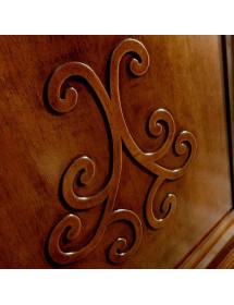 Vetrina classica 2 porte intarsio legno bassano con rilievi 162X54x217 vista frontale