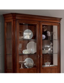 Vetrina classica 2 porte intarsio legno bassano con rilievi 162X54x217 vista frontale