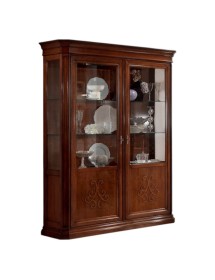 Vetrina classica 2 porte intarsio legno bassano con rilievi 162X54x217 vista frontale