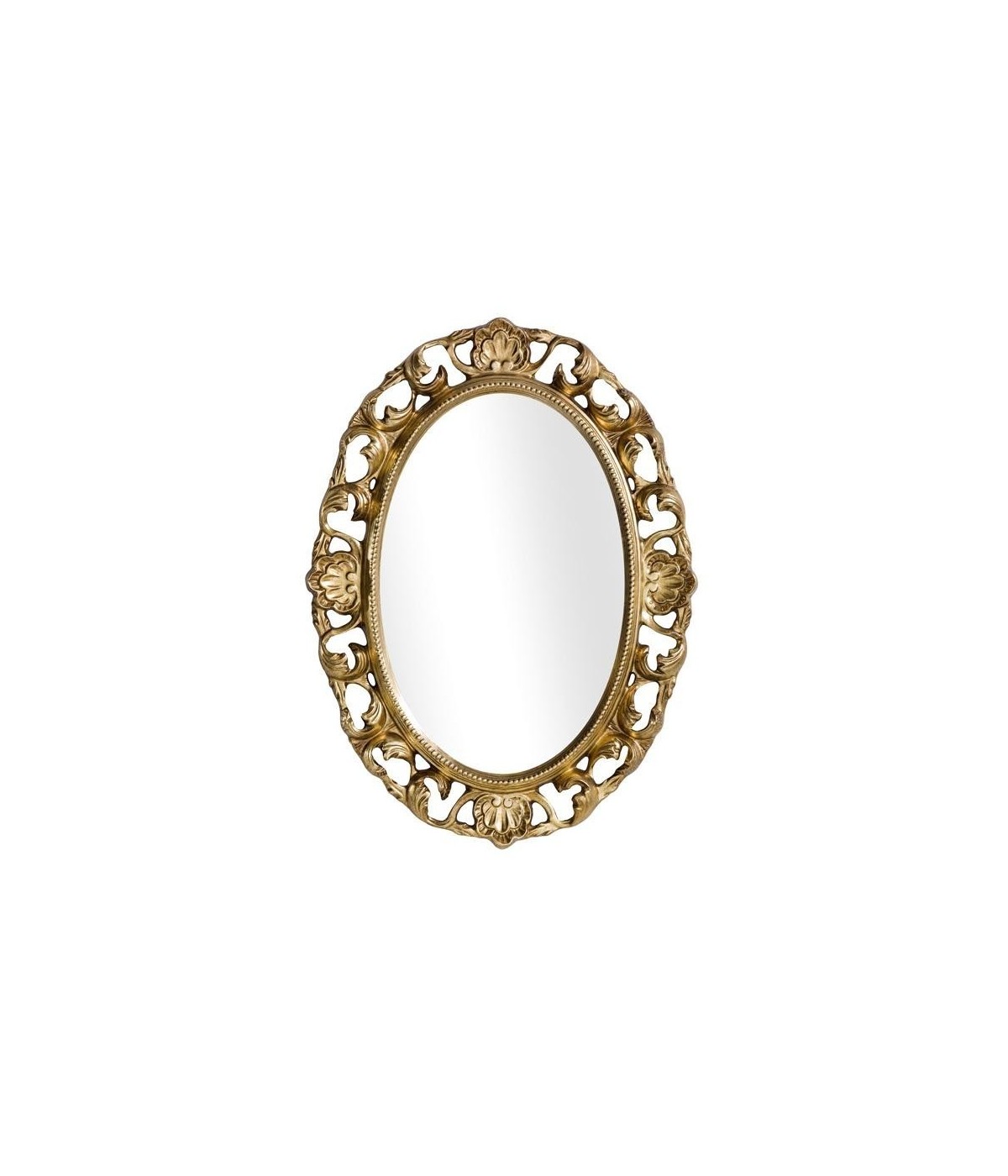 MOBILI 2G - MOBILI2G - Specchiera in foglia oro ovale sagomata traforata misura 60x81x4