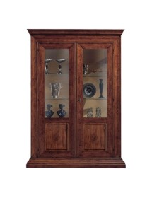 Vetrina classica 2 porte intarsio legno bassano con intagli 154X50x214 vista frontale