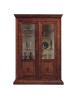 Vetrina classica 2 porte intarsio legno bassano con intagli 154X50x214 vista frontale