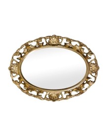 Specchiera in foglia oro ovale sagomata traforata misura 60x81x4