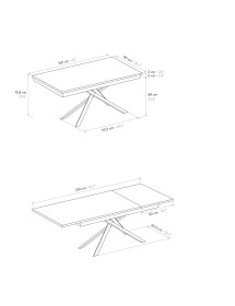 Tavolo moderno allungabile nero effetto marmo gambe bronzo 160x90x76 180x90x76 vista frontale