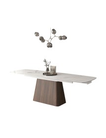 Tavolo moderno allungabile piano ceramica effetto marmo 160x90x76 (2121) vista frontale