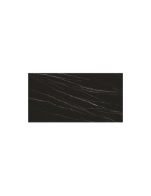 Tavolo moderno allungabile nero effetto marmo gambe nere 160x90x76 vista frontale