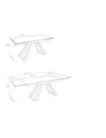 Tavolo moderno allungabile nero effetto marmo gambe nere 160x90x76 vista frontale