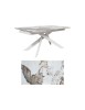 Tavolo moderno allungabile bianco effetto marmo gambe bianche 160x90x76 vista frontale