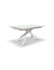 Tavolo moderno allungabile bianco effetto marmo gambe bianche 160x90x76 vista frontale