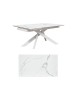 Tavolo moderno allungabile bianco effetto marmo gambe bianche 160x90x76 vista frontale
