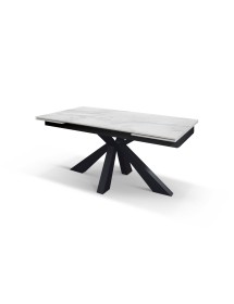 Tavolo moderno allungabile bianco effetto marmo gambe antracite 160x90x76