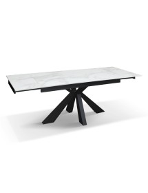 Tavolo moderno allungabile bianco effetto marmo gambe antracite 160x90x76