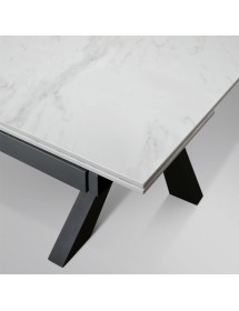 Tavolo moderno allungabile bianco effetto marmo gambe antracite 160x90x76