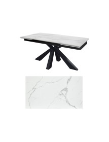 Tavolo moderno allungabile bianco effetto marmo gambe antracite 160x90x76