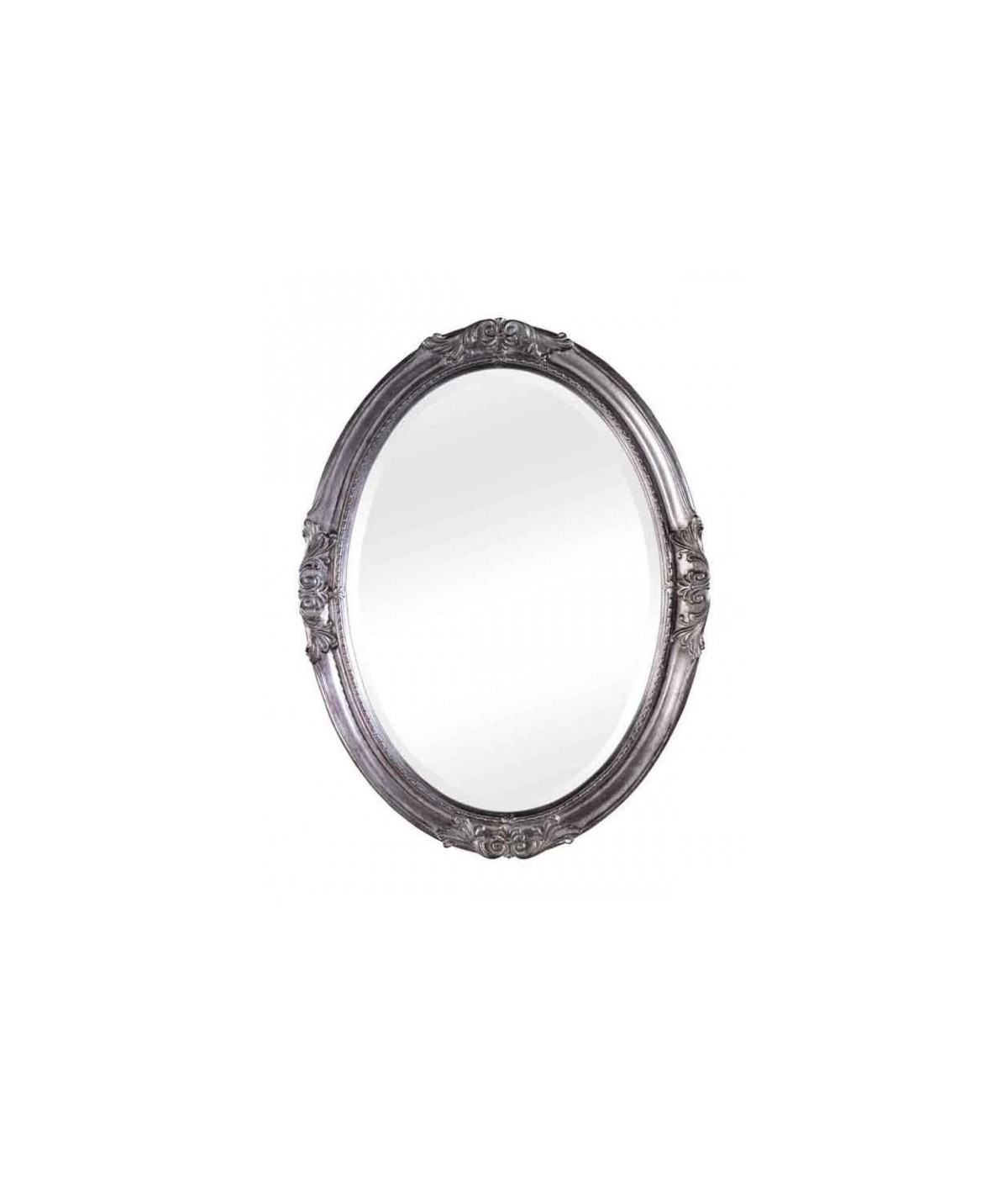 MOBILI 2G - Specchiera in foglia argento ovale- Misure: 62 x 82 x 5,5