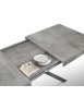 Tavolo rettangolare moderno allungabile piano grigio cemento gambe nere 95x90x75,5 vista frontale