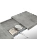 Tavolo rettangolare moderno allungabile piano grigio cemento gambe bianche 95x90x75,5 vista frontale
