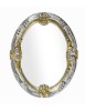 MOBILI 2G - Specchiera in foglia argento ovale con particolari mecca- Misure: 84 x 104 x 5