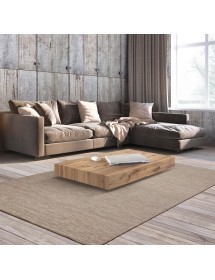 Tavolino trasformabile moderno allungabile piano rovere rustico gambe nere 120x80x30/77 vista frontale