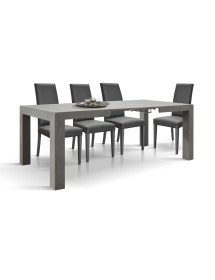Tavolo moderno allungabile grigio cemento 140x90x77 160x90x77 vista frontale