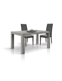 Tavolo moderno allungabile grigio cemento 140x90x77 160x90x77 vista frontale