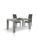 Tavolo moderno allungabile grigio cemento 140x90x77 160x90x77 vista frontale