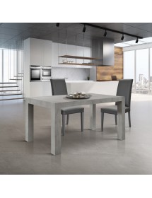Tavolo moderno allungabile grigio cemento 140x90x77 160x90x77 vista frontale