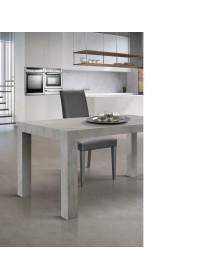 Tavolo moderno allungabile grigio cemento 140x90x77 160x90x77 vista frontale