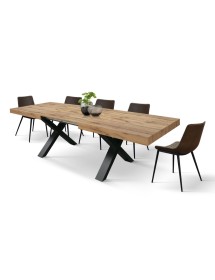 Tavolo moderno allungabile rovere rustico gambe nere 160x90x76 180x90x76 vista frontale