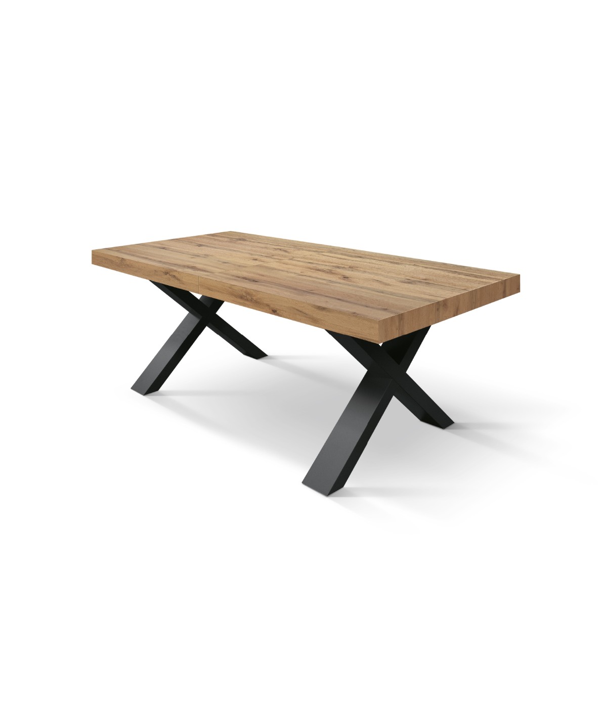 Tavolo moderno allungabile rovere rustico gambe nere 160x90x76 180x90x76 vista frontale