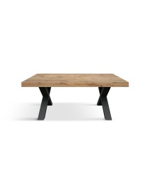 Tavolo moderno allungabile rovere rustico gambe nere 160x90x76 180x90x76 vista frontale