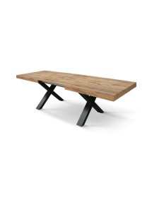 Tavolo moderno allungabile rovere rustico gambe nere 160x90x76 180x90x76 vista frontale