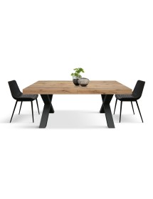 Tavolo moderno allungabile rovere rustico gambe nere 160x90x76 180x90x76 vista frontale