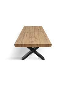 Tavolo moderno allungabile rovere rustico gambe nere 160x90x76 180x90x76 vista frontale