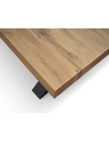 Tavolo moderno allungabile rovere rustico gambe nere 160x90x76 180x90x76 vista frontale