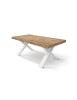 Tavolo moderno allungabile rovere rustico gambe bianche 160x90x76 180x90x76 vista frontale