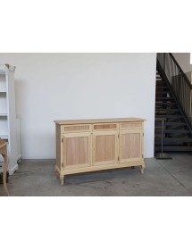 Credenza 3 porte 3 cassetti Legno grezzo 155x45x98