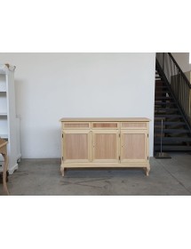 Credenza 3 porte 3 cassetti Legno grezzo 155x45x98