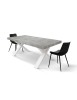Tavolo moderno allungabile grigio cemento gambe bianche 160x90x76 180x90x76 vista frontale