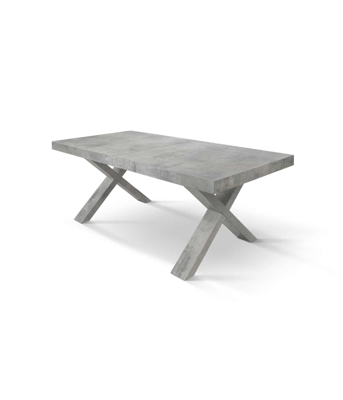 Tavolo moderno allungabile grigio cemento 160x90x76 180x90x76 vista frontale