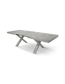 Tavolo moderno allungabile grigio cemento 160x90x76 180x90x76 vista frontale