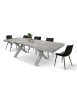 Tavolo moderno allungabile grigio cemento 160x90x76 180x90x76 vista frontale