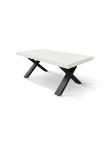 Tavolo moderno allungabile bianco frassino gambe nere 160x90x76 180x90x76 vista frontale