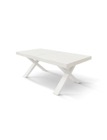 Tavolo moderno allungabile bianco frassino gambe bianche 160x90x76 180x90x76 vista frontale