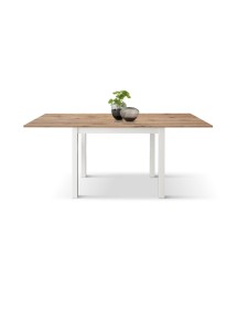 Tavolo quadrato moderno allungabile rovere rustico gambe bianche 90x90x76,5 vista frontale