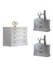 Gruppo 1 cassettiera 2 comodini classici legno shabby bianco vista frontale