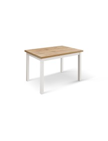 Tavolo rettangolare moderno allungabile rovere rustico gambe bianche 110x70x76,5 140x80x76,5 vista frontale